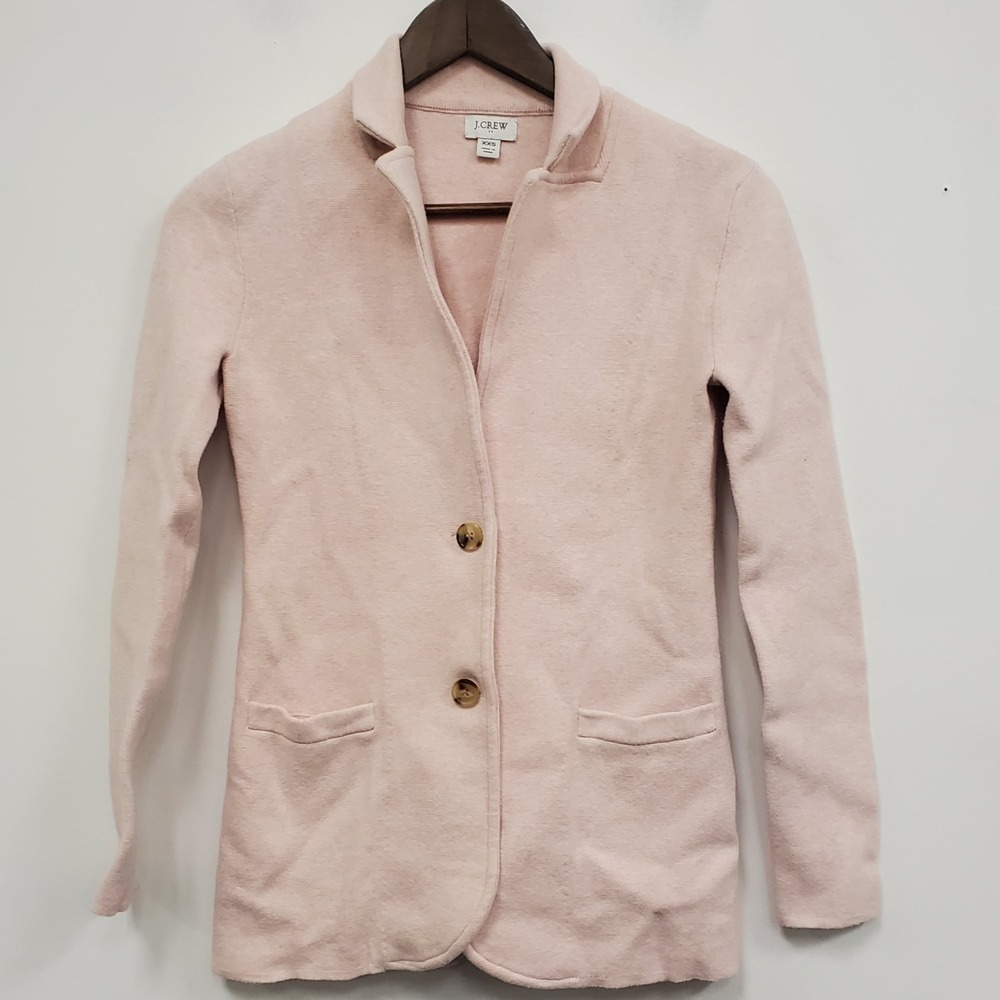 J Crew Womens‎ Single Breasted Two Button Sweater Blazer Size XXS Pink Collared